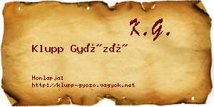 Klupp Győző névjegykártya